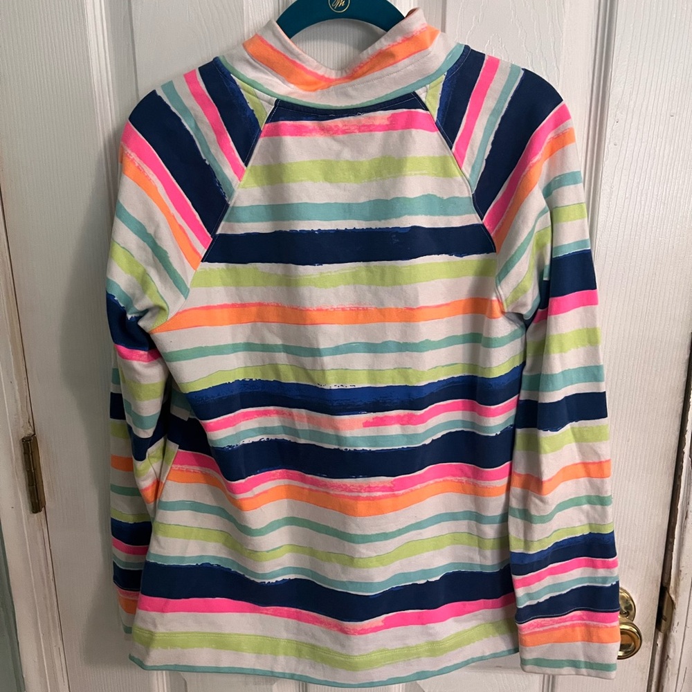 Lilly Pulitzer Skipper Popover UPF 50+ Zip Striped Pullover Long Sleeve Top Sz M - Picture 2 of 4